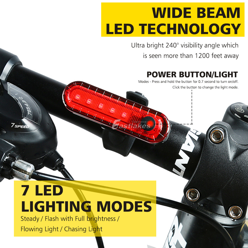 [2PCS] Bicycle Rechargeable LED Rear Tail Light