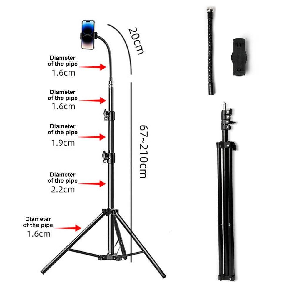 175CM Tall Flexible Phone Tripod with Gooseneck Heavy Duty Phone Tripod Stand