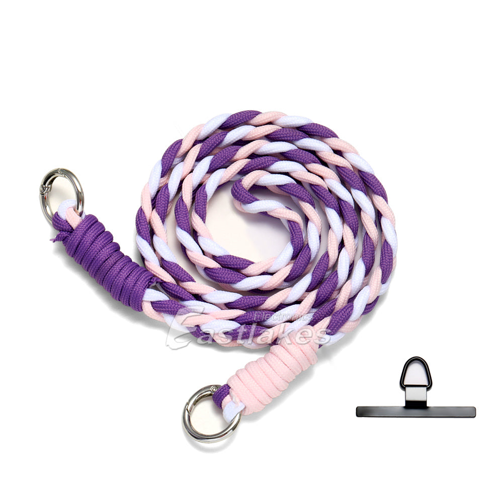 Braided Mobile Phone Lanyard Adjustable Neck Wrist Strap with Card Patch - Eastlakes Electronics