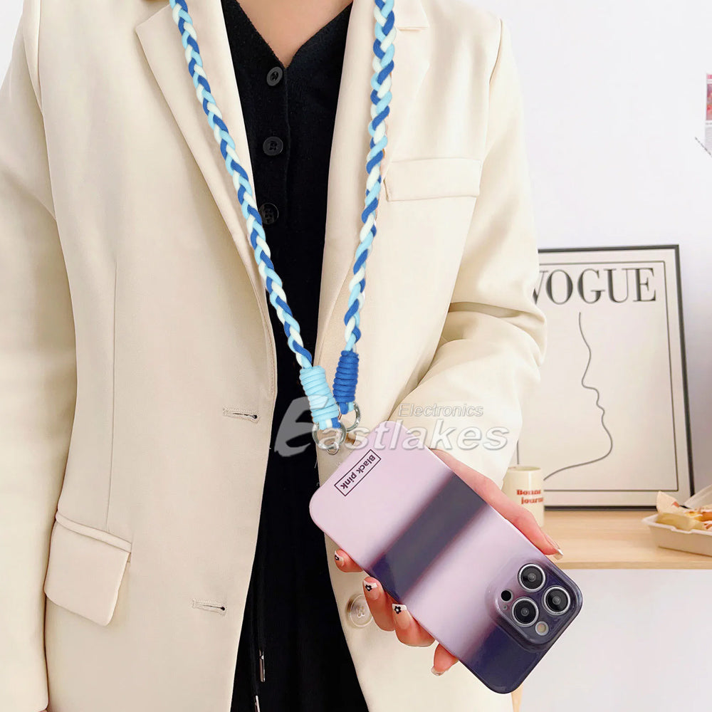 Braided Mobile Phone Lanyard Adjustable Neck Wrist Strap with Card Patch - Eastlakes Electronics