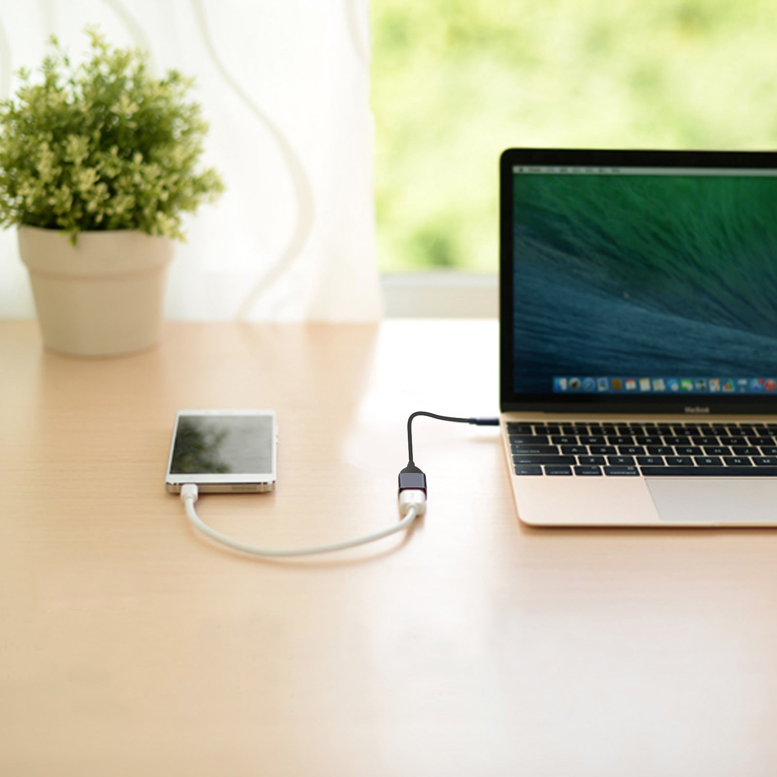 USB A Female to USB-C Male OTG Adapter Cable