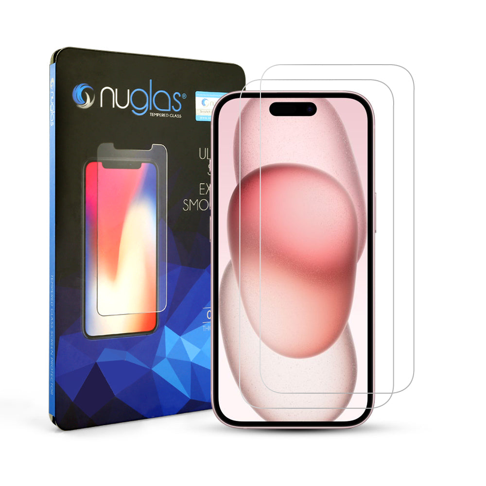 [2 Pack] NUGLAS Tempered Glass Screen Protector For Apple iPhone 15 - Eastlakes Electronics