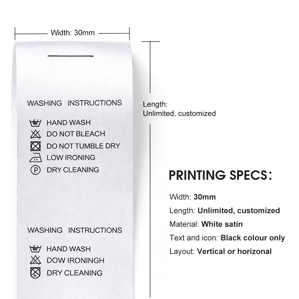 Personalized Customized Cloth Pants Care Labels Instruction Labels Tags