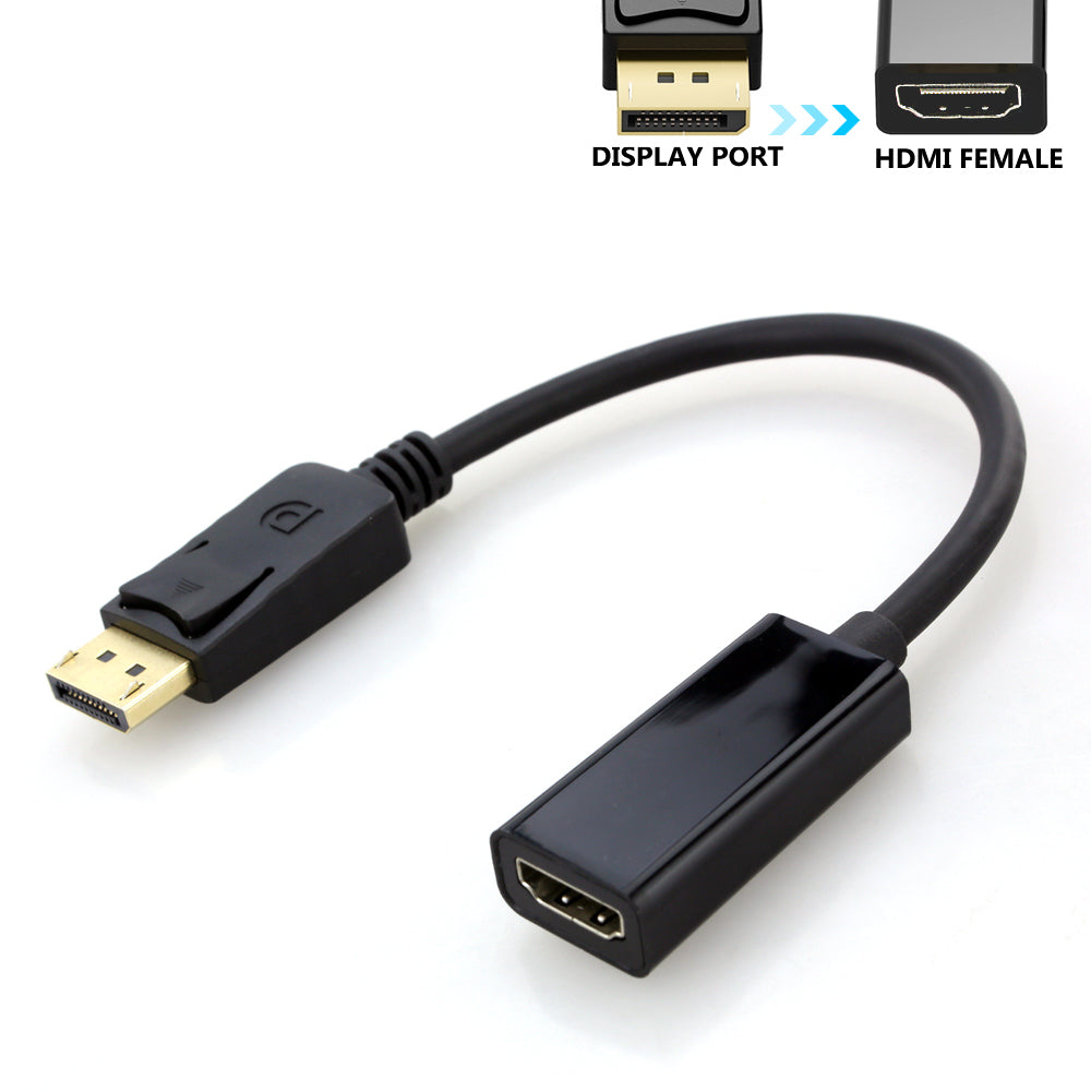 [25cm] DisplayPort DP to HDMI Male to Female Adapter Cable - Eastlakes Electronics