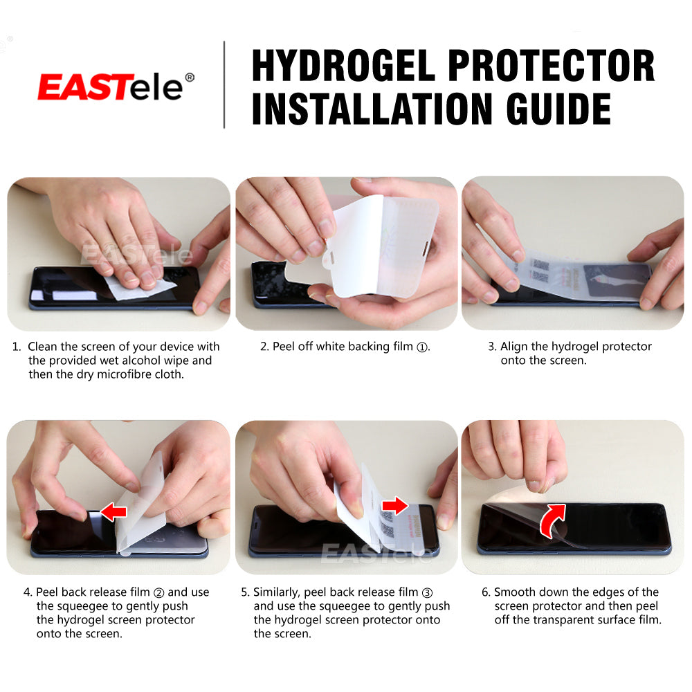 EASTele Hydrogel Screen Protector Film For HUAWEI P40 & P40 Pro Instructions - Eastlakes Electronics