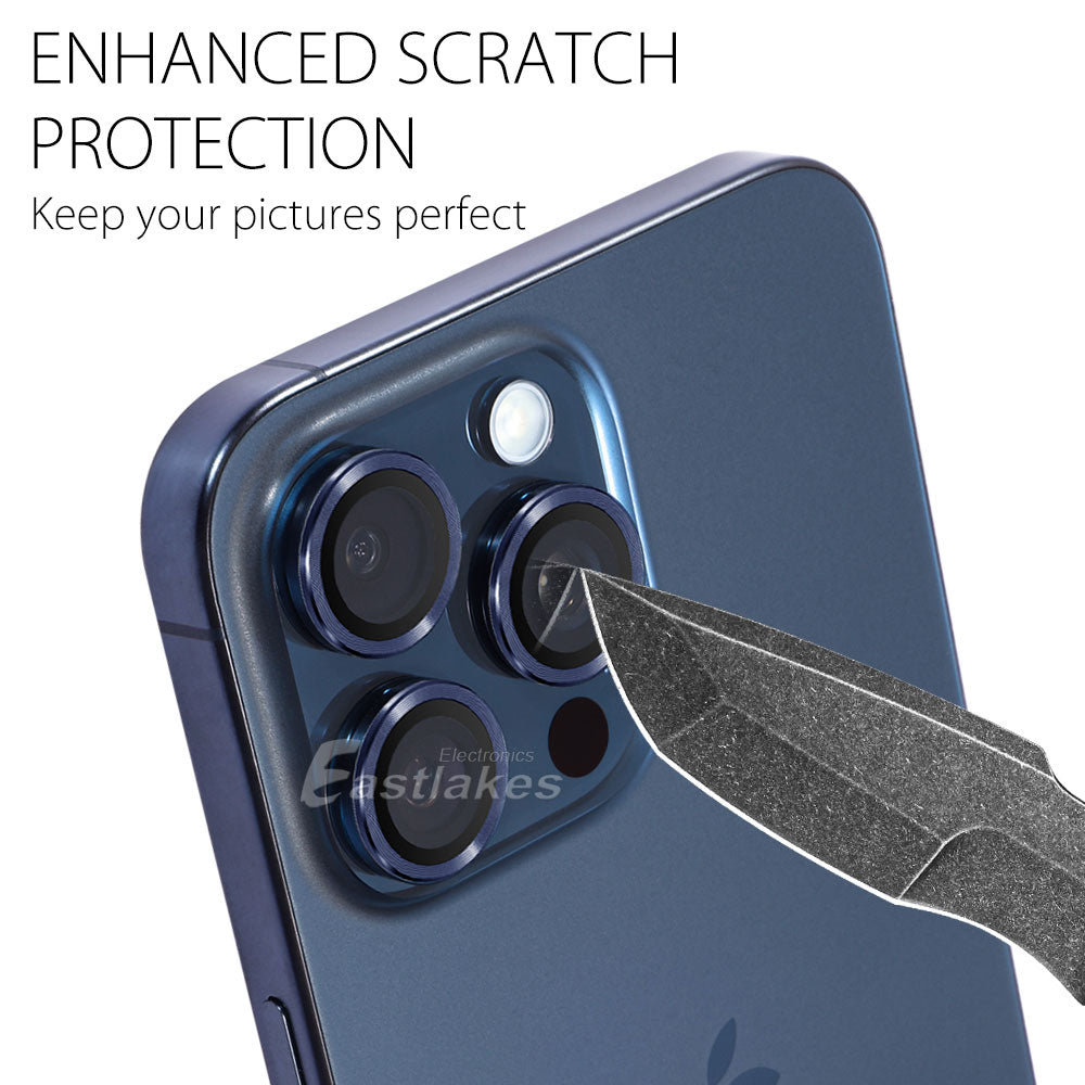 Apple iPhone 15 Series Metal Camera Lens Set Tempered Glass Protector - Eastlakes Electronics