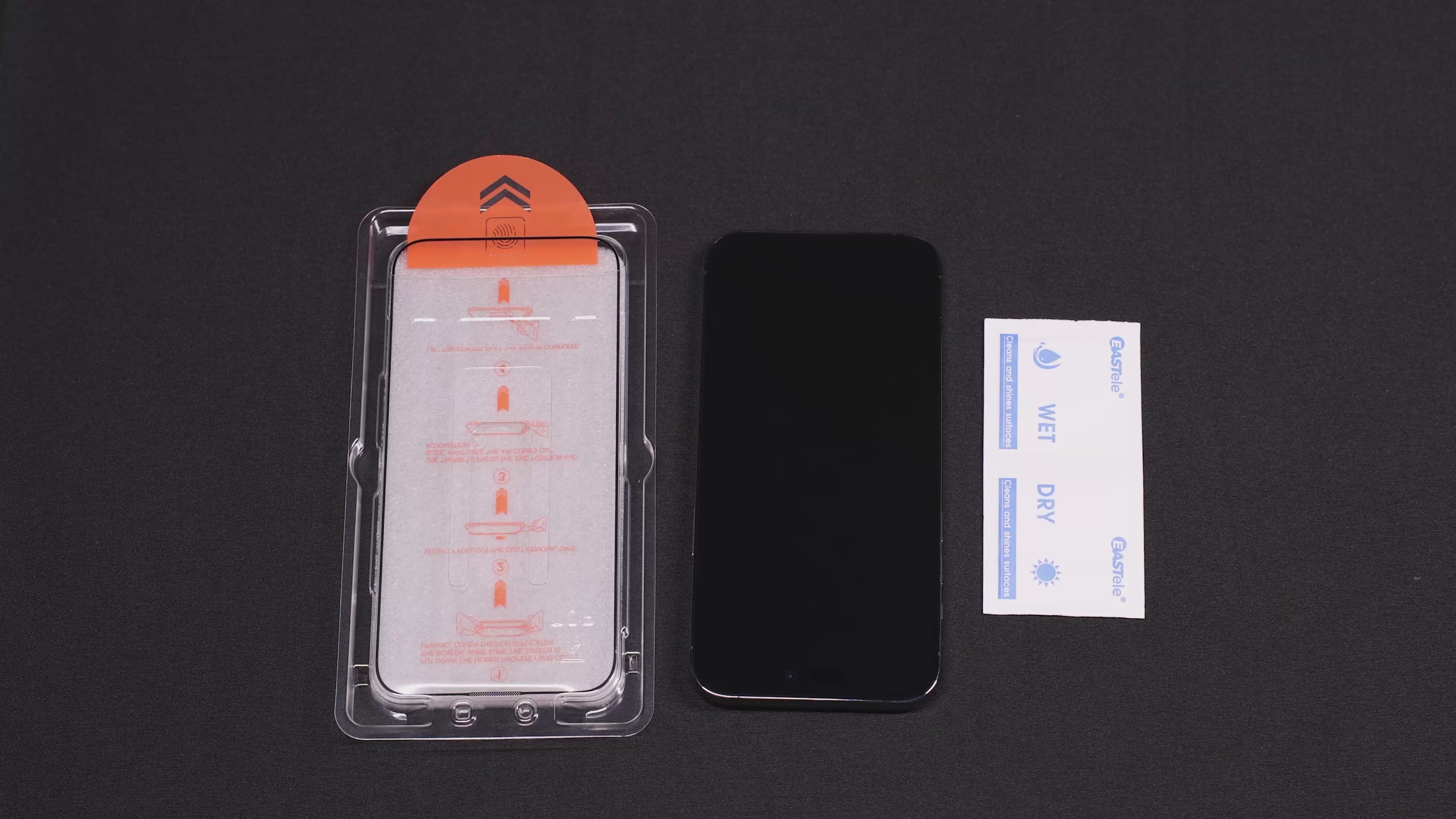 Load video: Tempered Glass Screen Protector With Easy Installation Tool For iPhone 14 Pro Max 13 12 11 Xs XR - Eastlakes Electronics