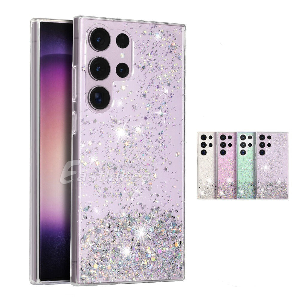 Gradient Glitter Clear Silicone Case for Samsung Galaxy S23 S22 S21 S20 - Eastlakes Electronics