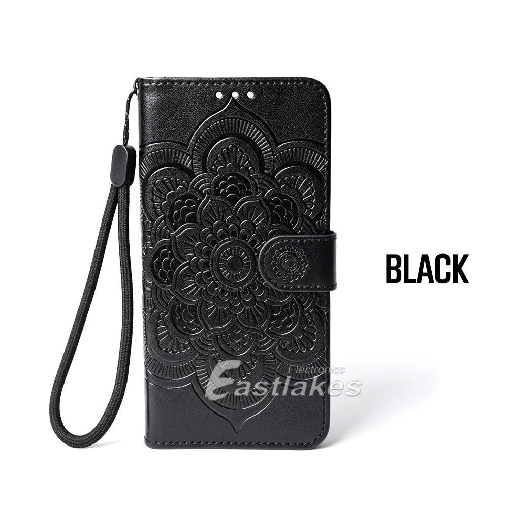 iPhone 18 Pro Series Floral Lace Embossed Leather Flip Wallet Case
