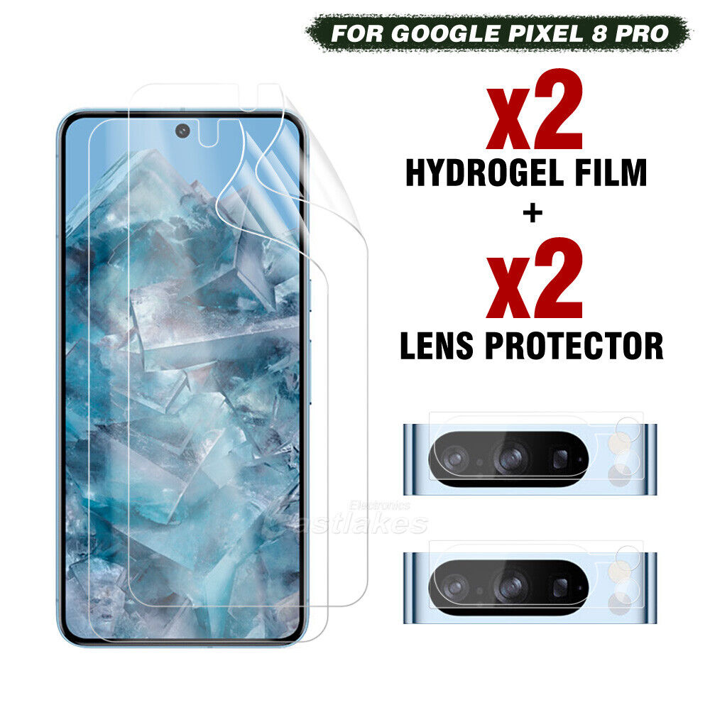 [4-in-1] Google Pixel Hydrogel Screen Protector + Lens Tempered Glass Kit
