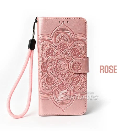iPhone 18 Pro Series Floral Lace Embossed Leather Flip Wallet Case