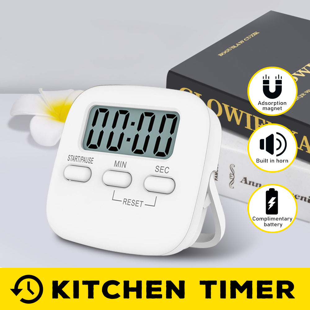 White Magnetic Digital LED Kitchen Cooking Timer - Eastlakes Electronics