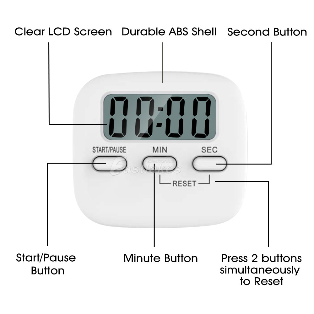Magnetic Digital LED Kitchen Cooking Timer - Eastlakes Electronics