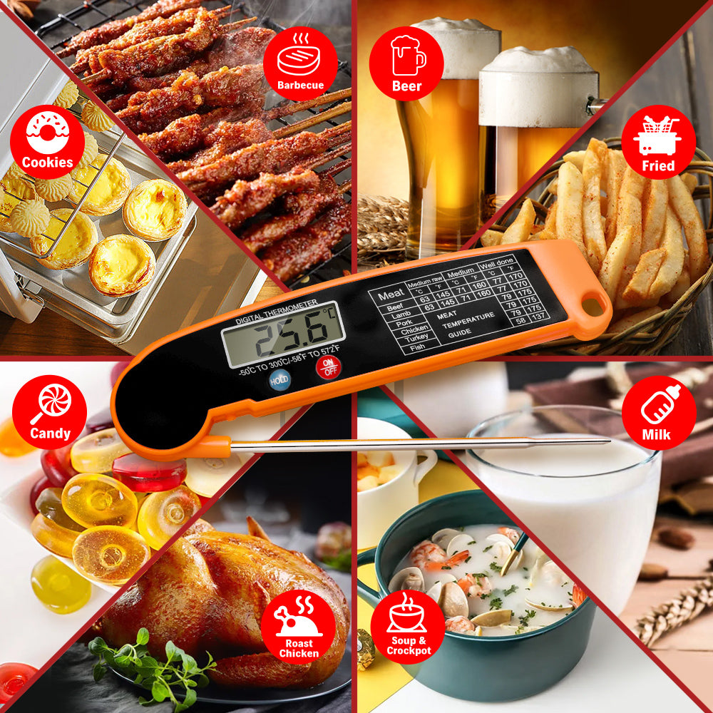 Foldable Digital Kitchen Food Probe Thermometer - Eastlakes Electronics
