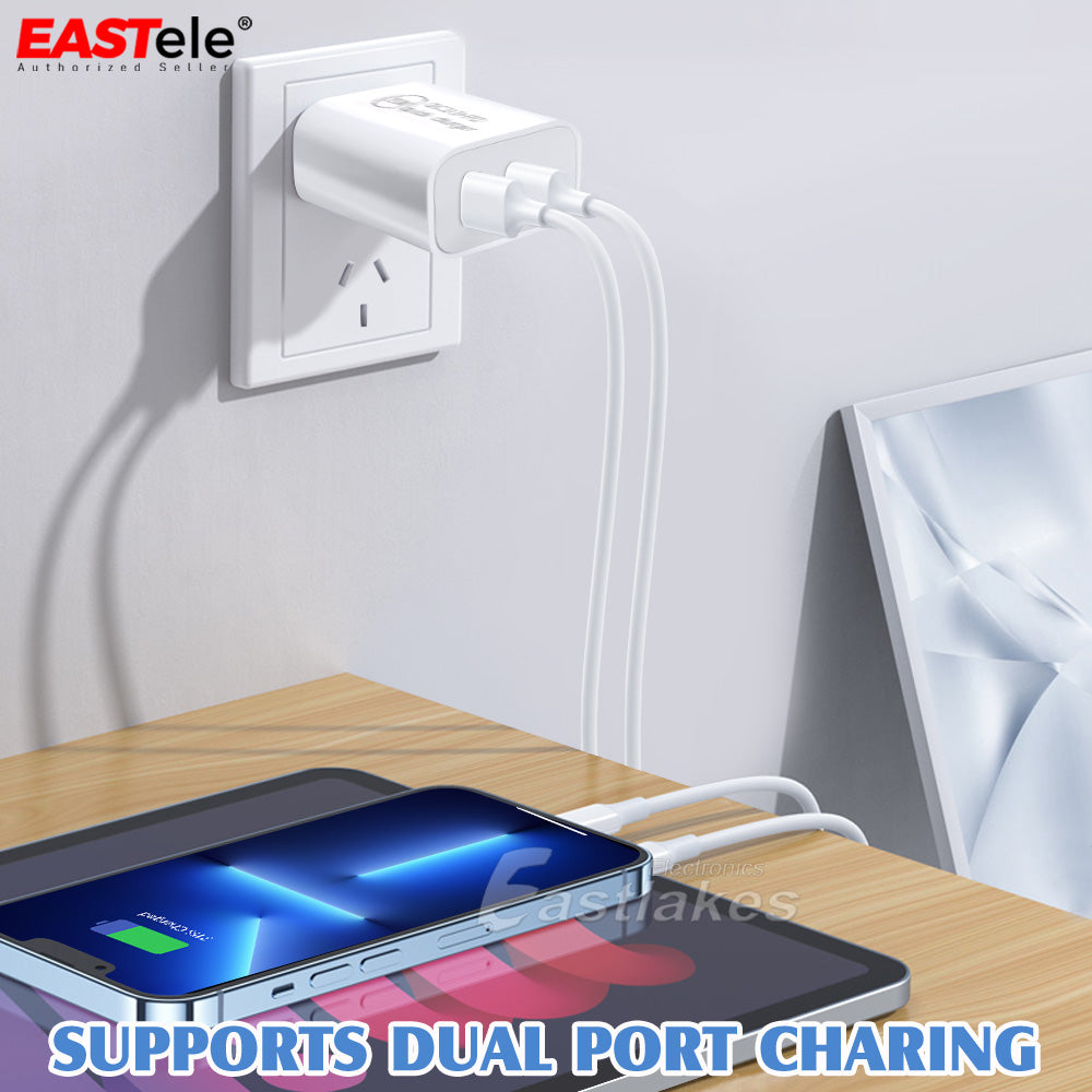 EASTele® USB+Type-C Fast Charging Wall Charger AC Power Adapter QC3.0 + PD3.0 - Eastlakes Electronics