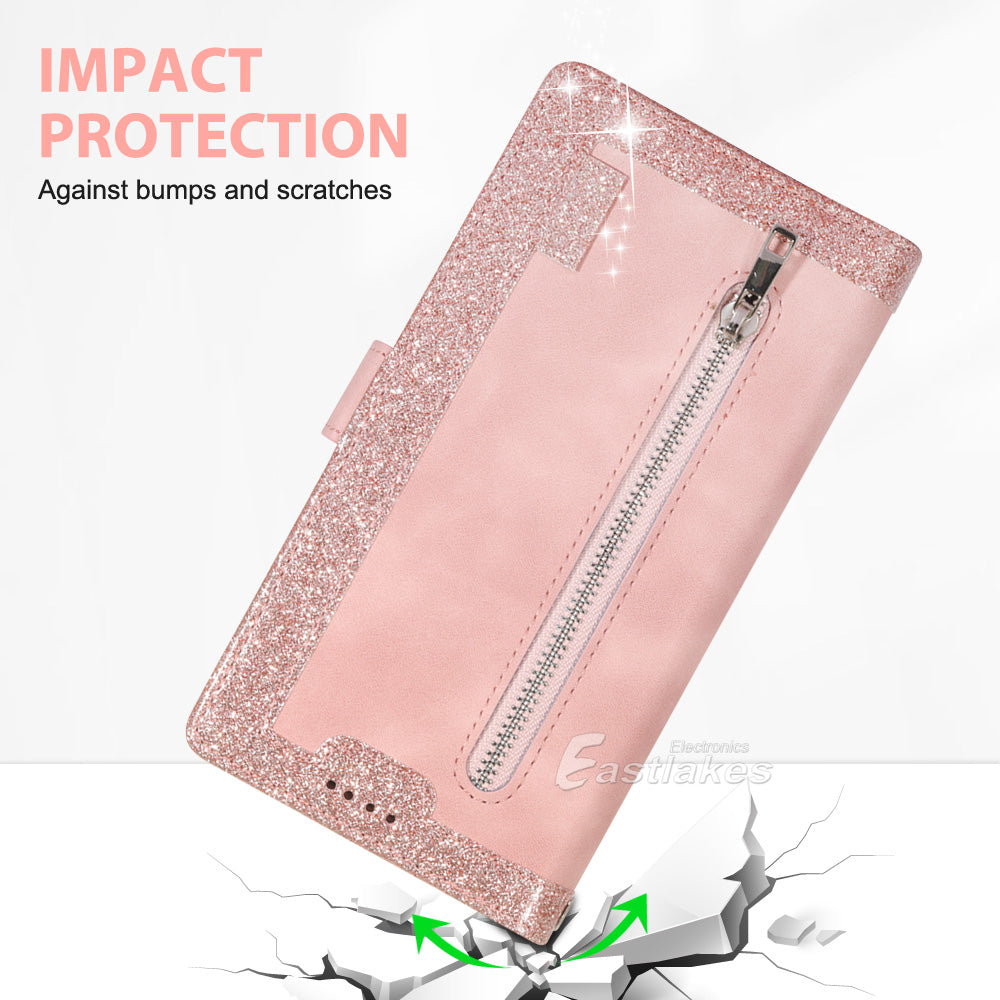 Zipper Leather Wallet Case For Samsung Galaxy S22 Ultra A13 A23 A33 - Eastlakes Electronics