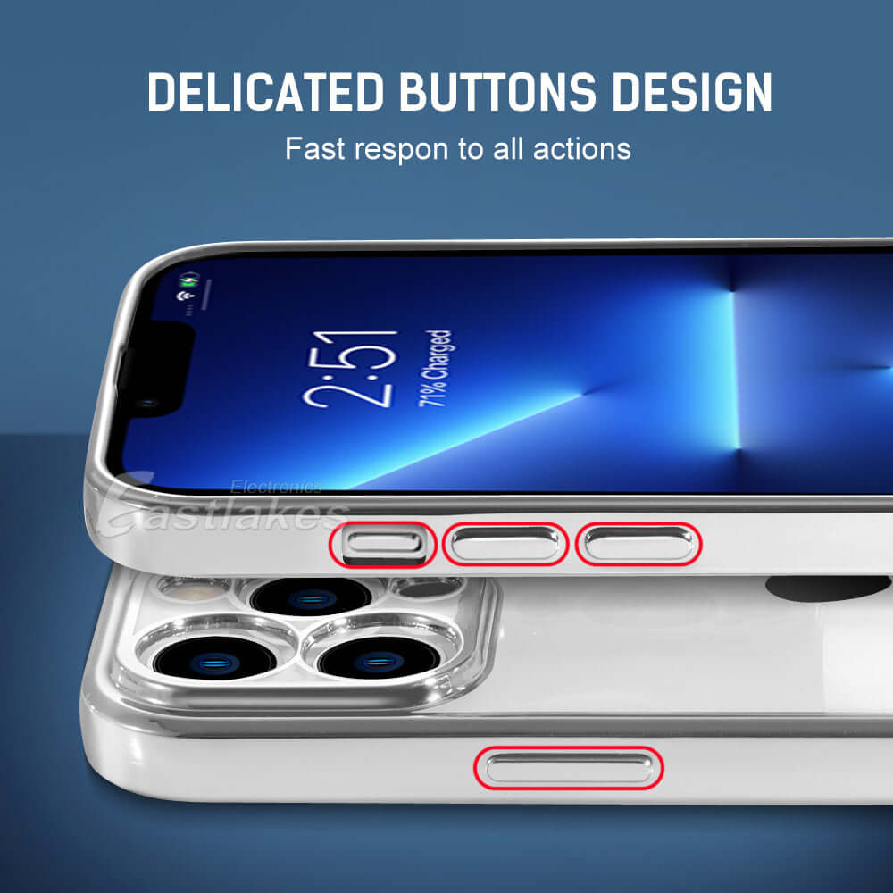 Metallic Bumper Silicone Case For Apple iPhone 14 13 11 Pro Max - Eastlakes Electronics