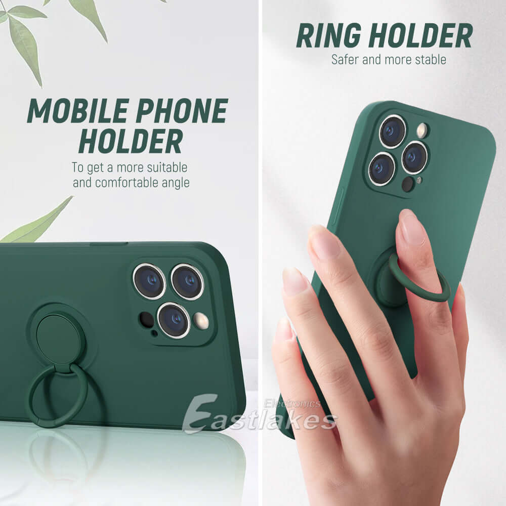 Silicone Case with Ring Holder for iPhone 13 12 11 - Eastlakes Electronics