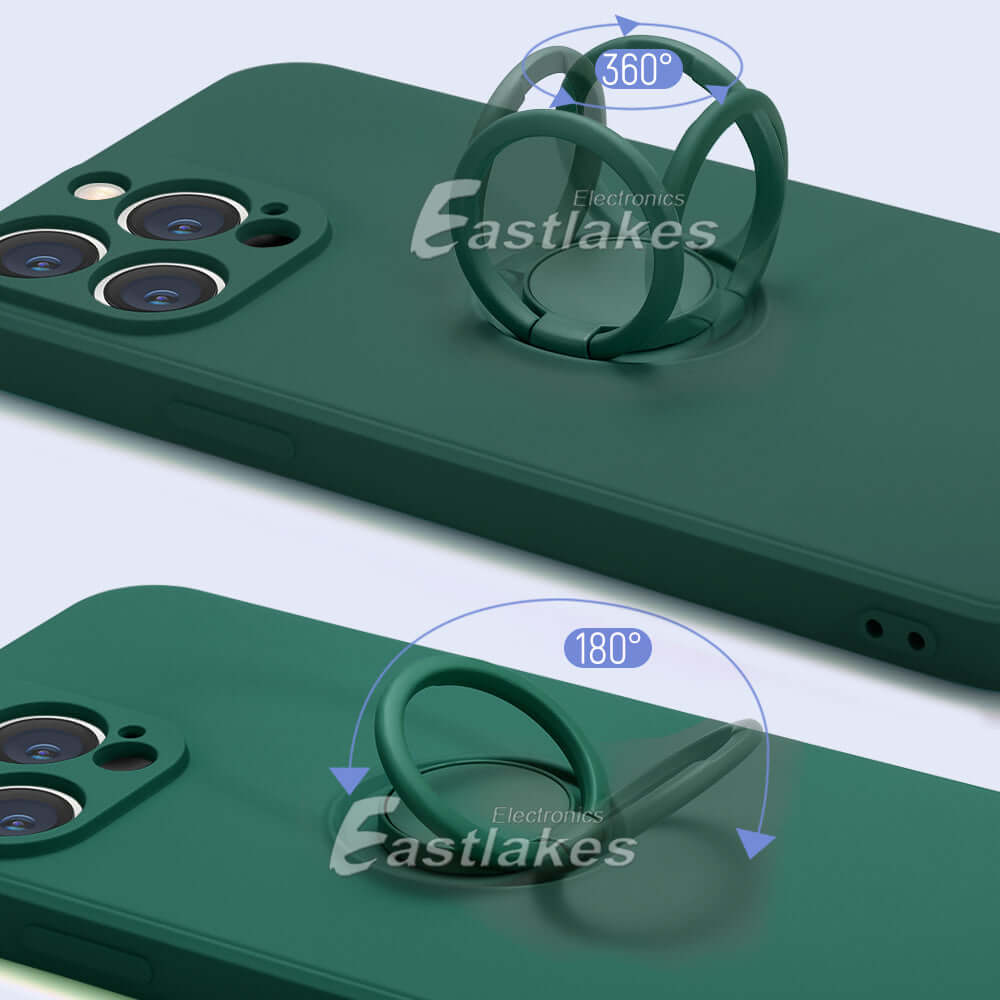 Silicone Case with Ring Holder for iPhone 13 12 11 - Eastlakes Electronics