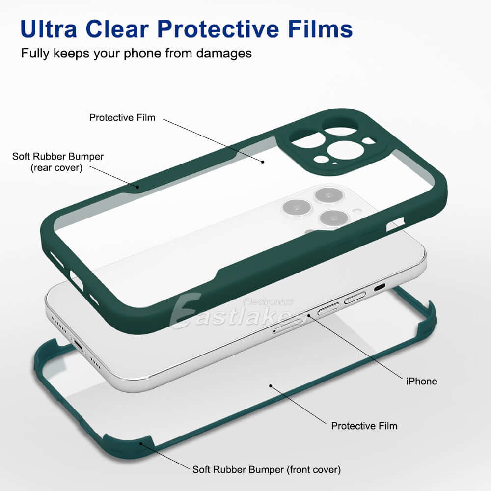 Full Body Case for Apple iPhone 13 12 11 X 8 7 SE - Eastlakes Electronics