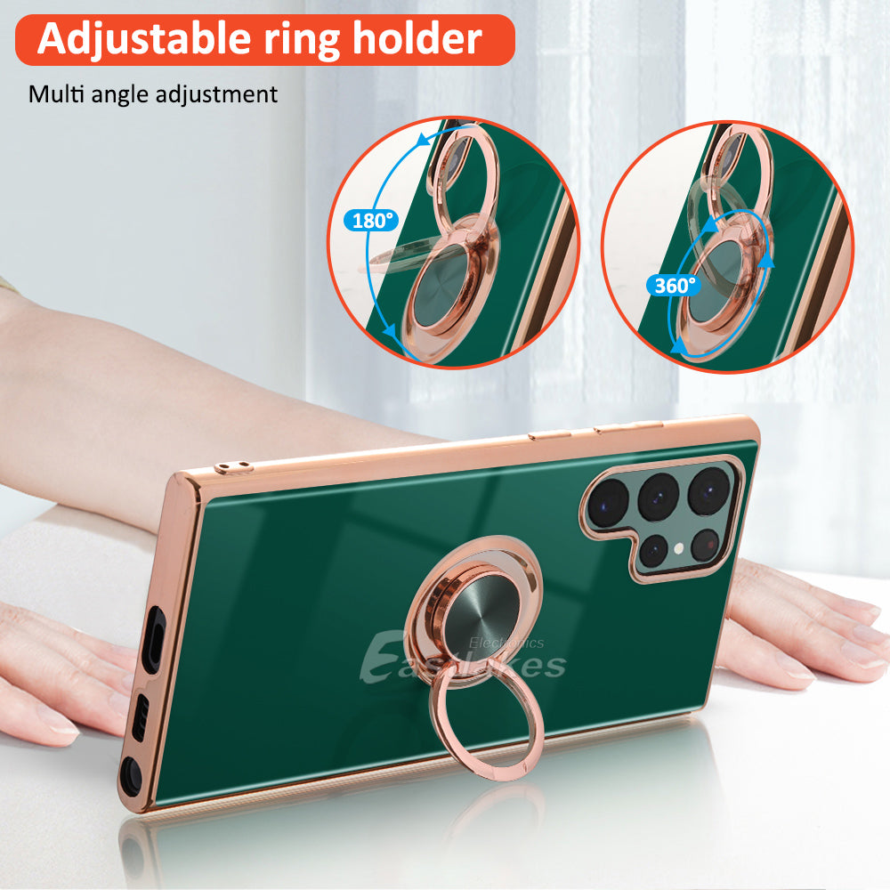 Cute Metallic Shockproof Silicone Magnetic Ring Cover for Samsung - Eastlakes Electronics