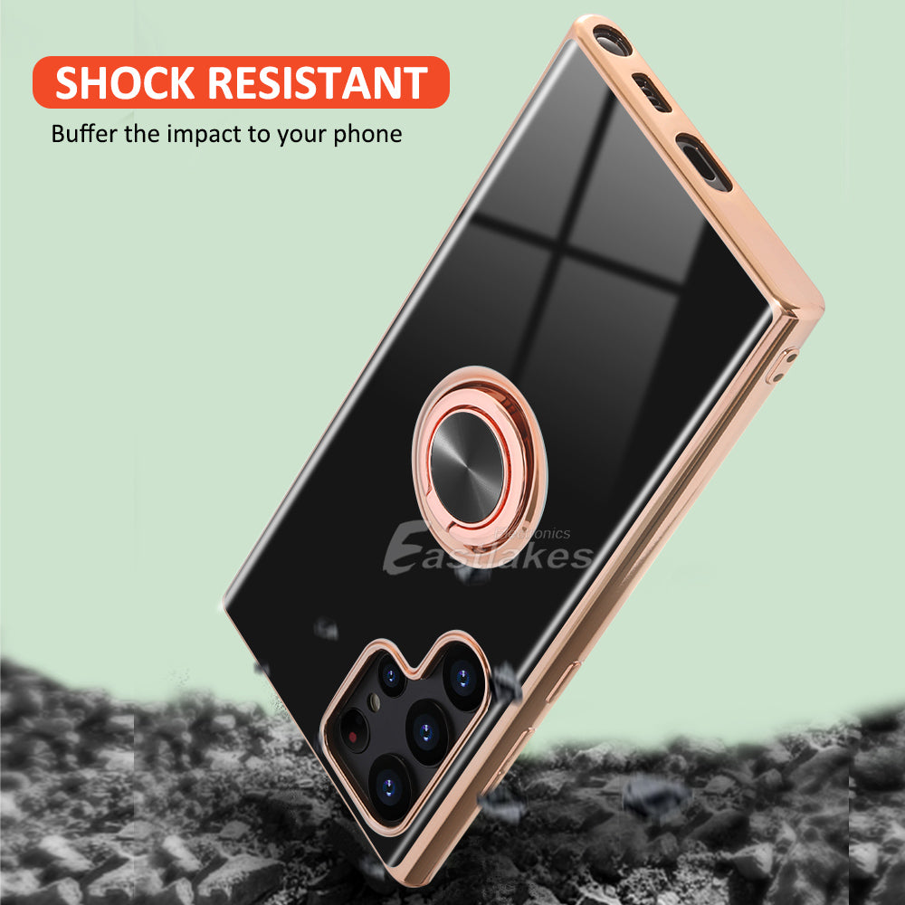 Cute Metallic Shockproof Silicone Magnetic Ring Cover for Samsung - Eastlakes Electronics