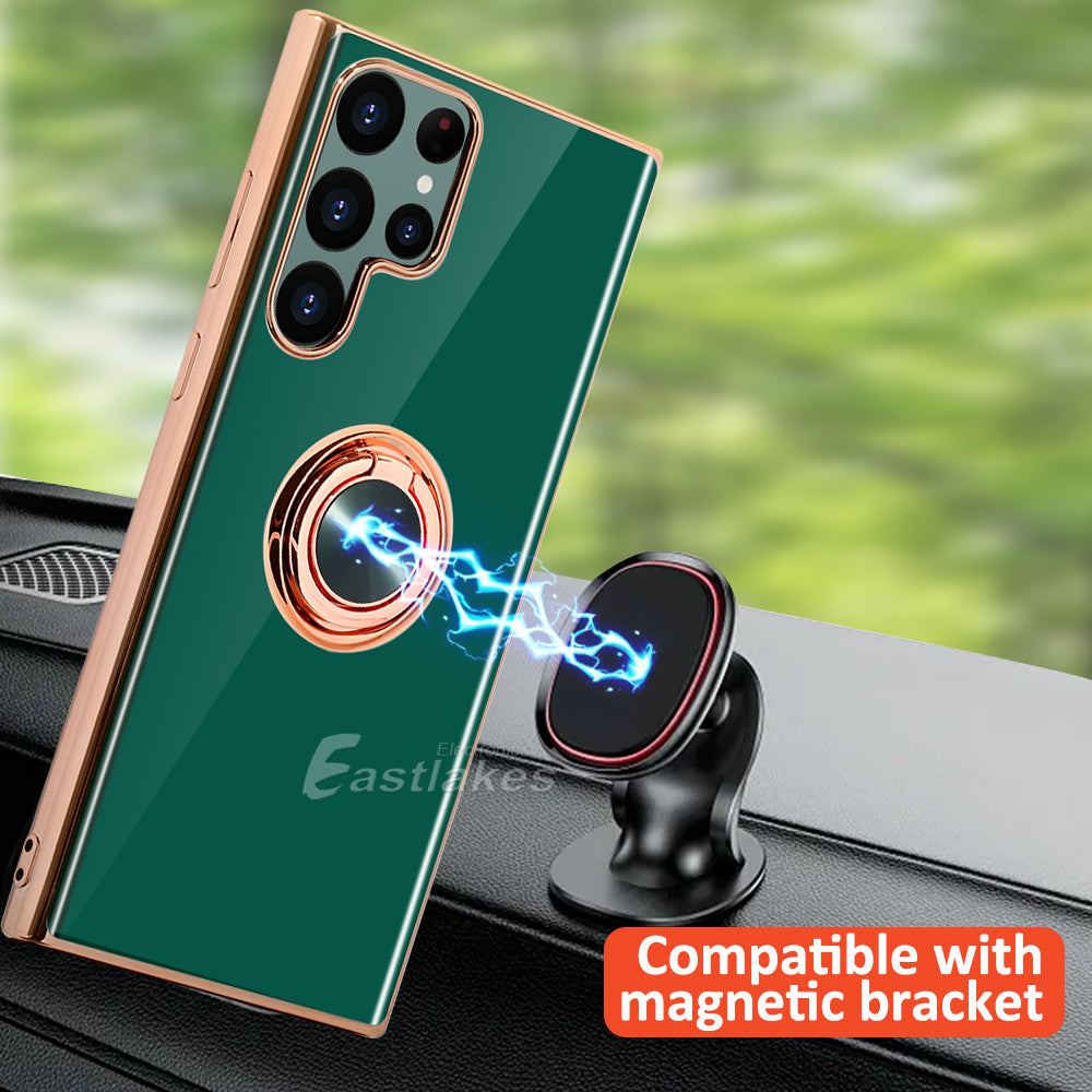 Cute Metallic Shockproof Silicone Magnetic Ring Cover for Samsung - Eastlakes Electronics