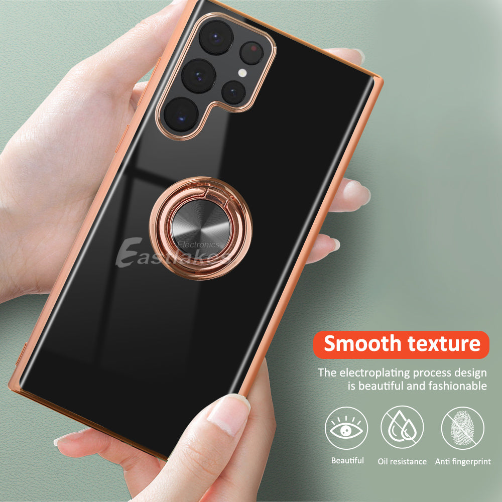 Cute Metallic Shockproof Silicone Magnetic Ring Cover for Samsung - Eastlakes Electronics
