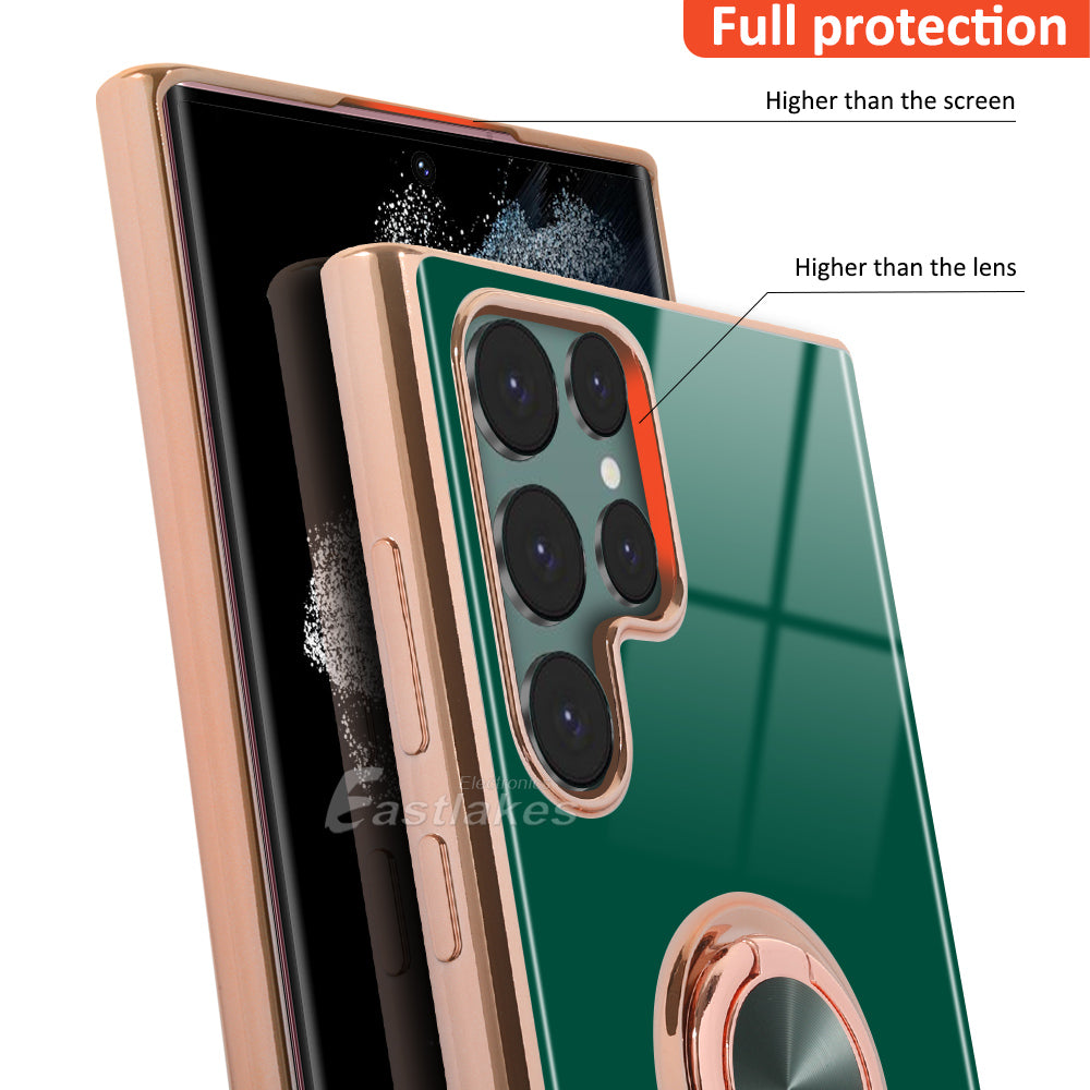 Cute Metallic Shockproof Silicone Magnetic Ring Cover for Samsung - Eastlakes Electronics