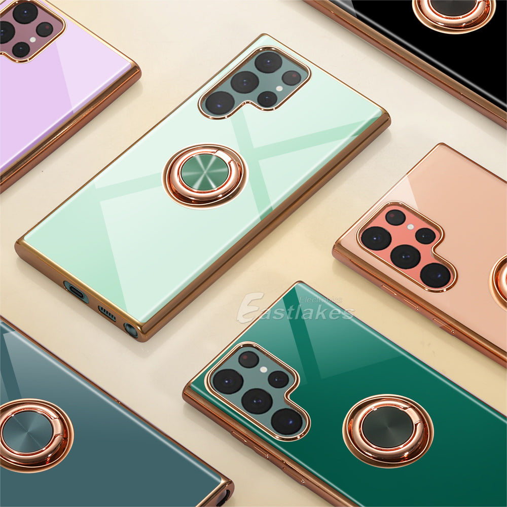 Cute Metallic Shockproof Silicone Magnetic Ring Cover for Samsung - Eastlakes Electronics