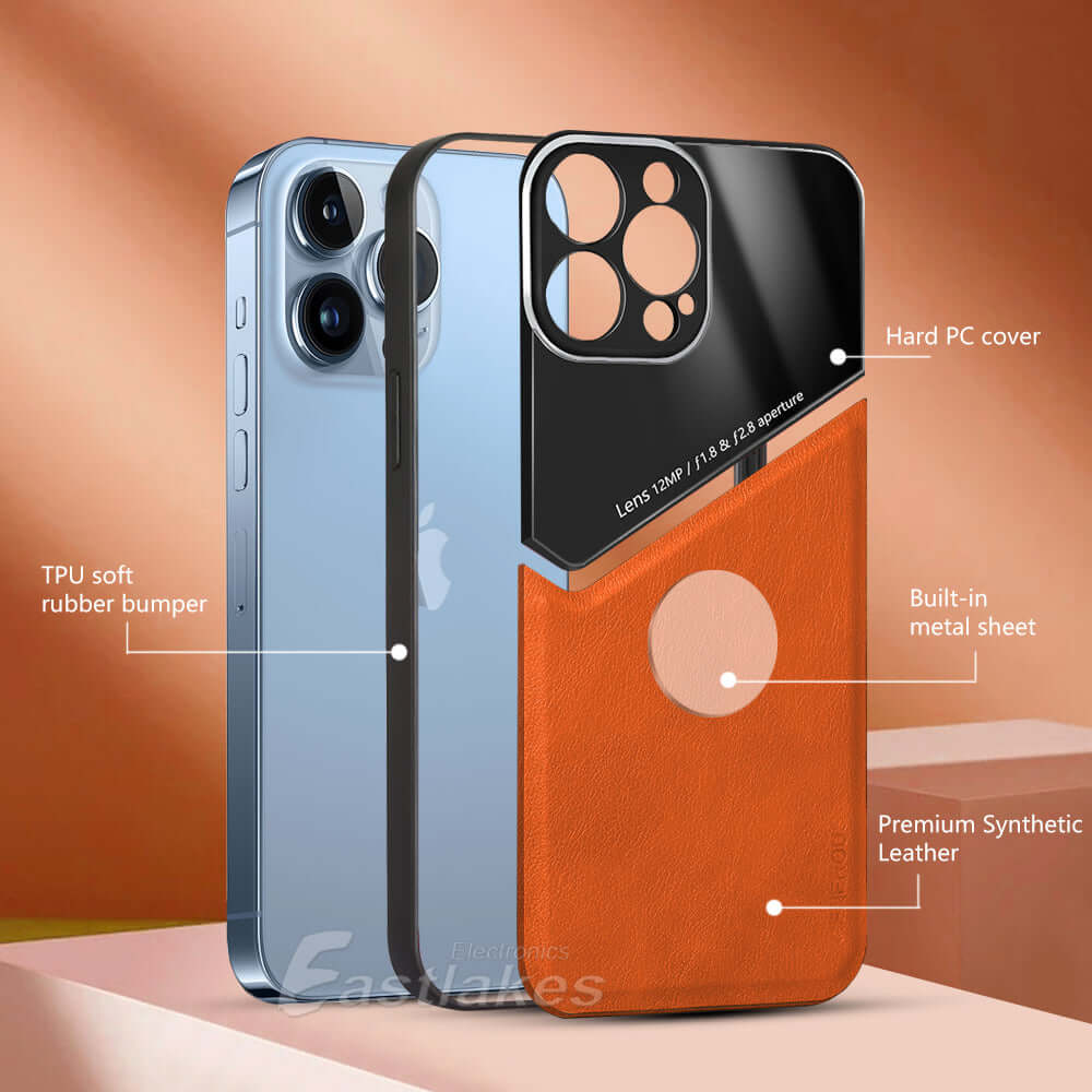 Luxury Hybrid Leather Case for iPhone 11 12 13 Pro Max mini XS - Eastlakes Electronics