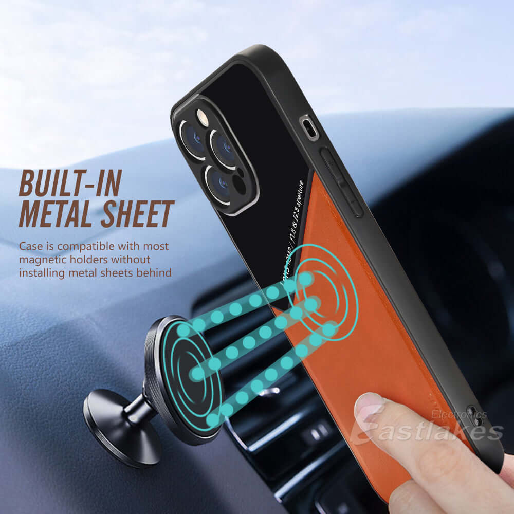 Luxury Hybrid Leather Case for iPhone 11 12 13 Pro Max mini XS - Eastlakes Electronics