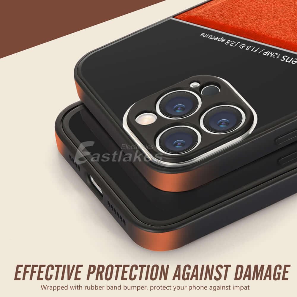 Luxury Hybrid Leather Case for iPhone 11 12 13 Pro Max mini XS - Eastlakes Electronics