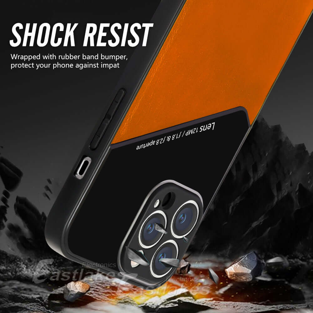 Luxury Hybrid Leather Case for iPhone 11 12 13 Pro Max mini XS - Eastlakes Electronics