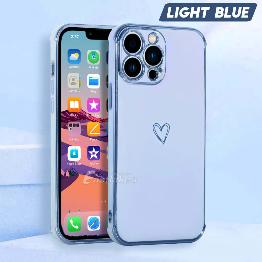 Cute Heart Case For iPhone 14 13 12 11 Pro Max XR 8 7 SE XS MAX Mini - Eastlakes Electronics