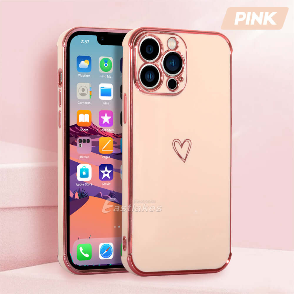 Cute Heart Case For iPhone 14 13 12 11 Pro Max XR 8 7 SE XS MAX Mini - Eastlakes Electronics