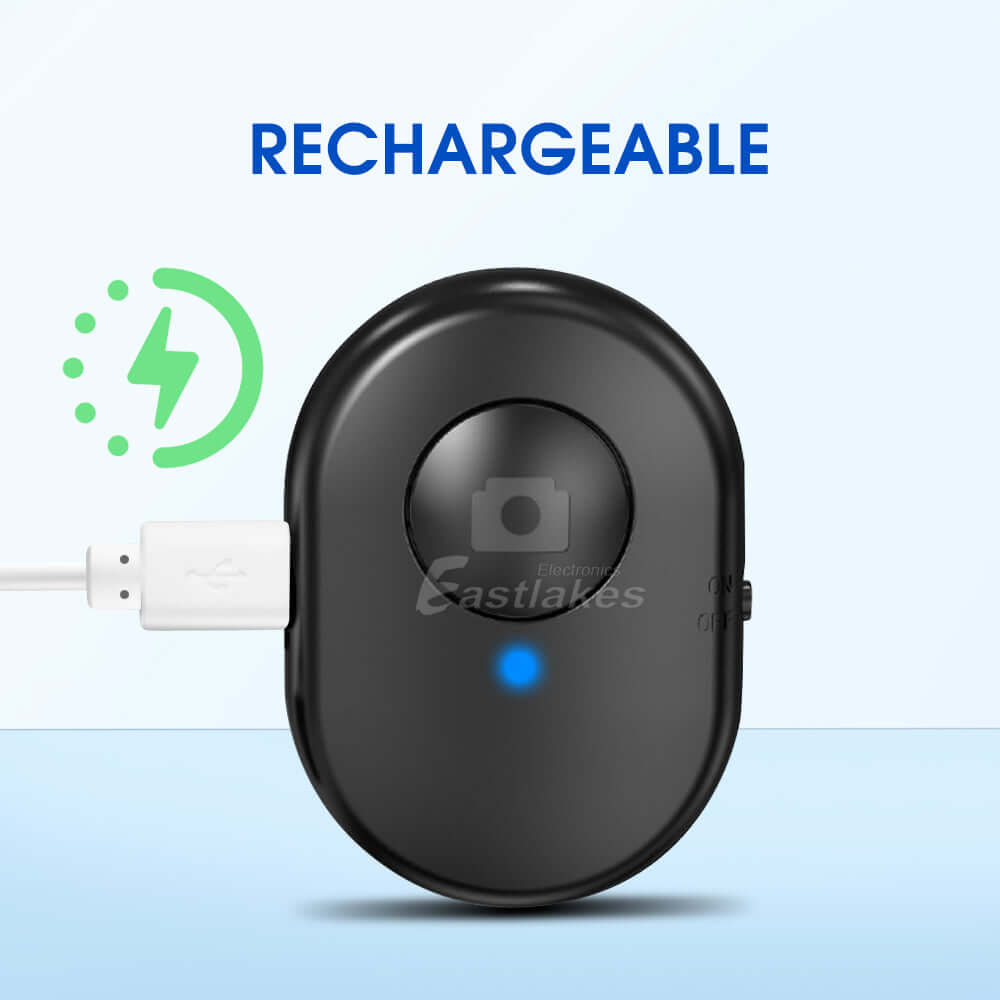 Rechargeable Wireless Bluetooth Remote Control Camera Shutter Release IOS Andriod Best - Eastlakes Electronics