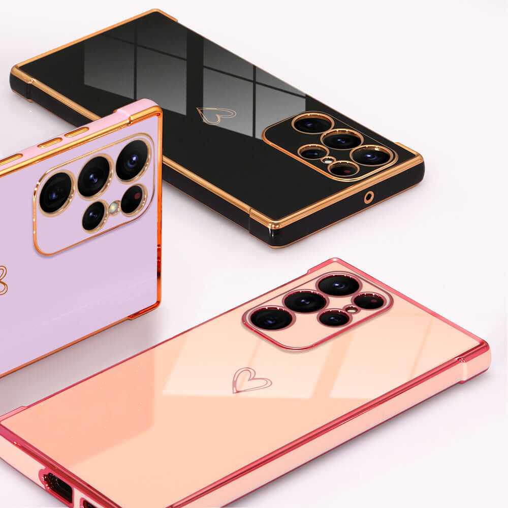 Cute Heart Metallic Silicone Shockproof Case For Samsung Galaxy