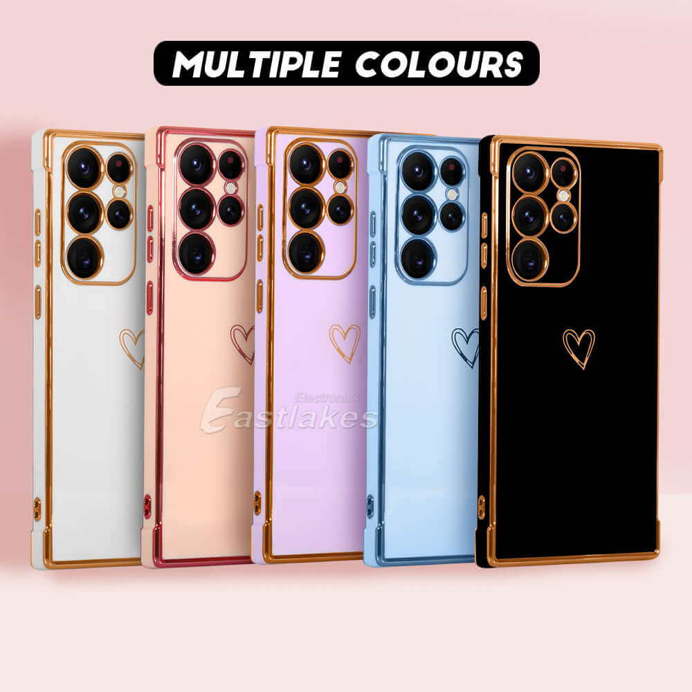 Cute Girly Heart Metallic Silicone Shockproof Case For Samsung Galaxy