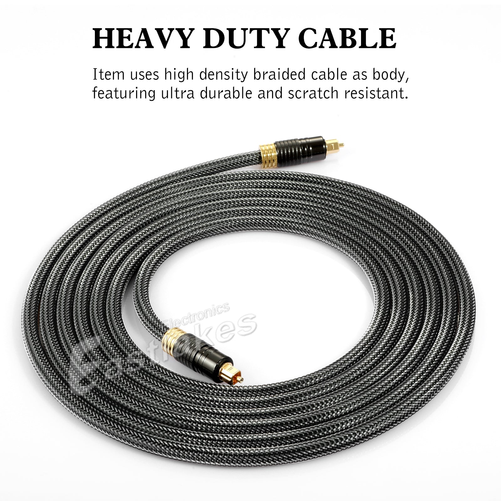 Premium Toslink Optical Fibre Gold Plated Digital Audio Cable - Eastlakes Electronics