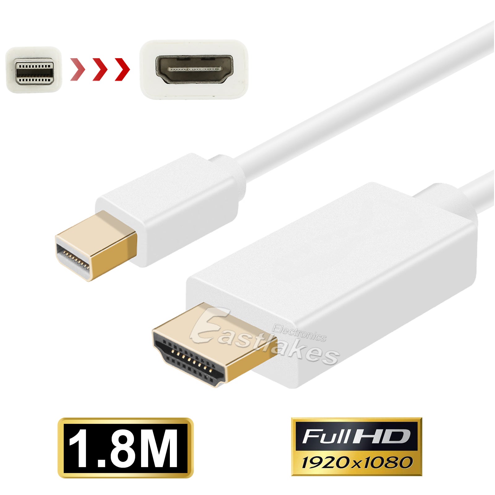 [1.8m / 6ft] mini DisplayPort to HDMI Converter Cable miniDP to HDMI - Eastlakes Electronics