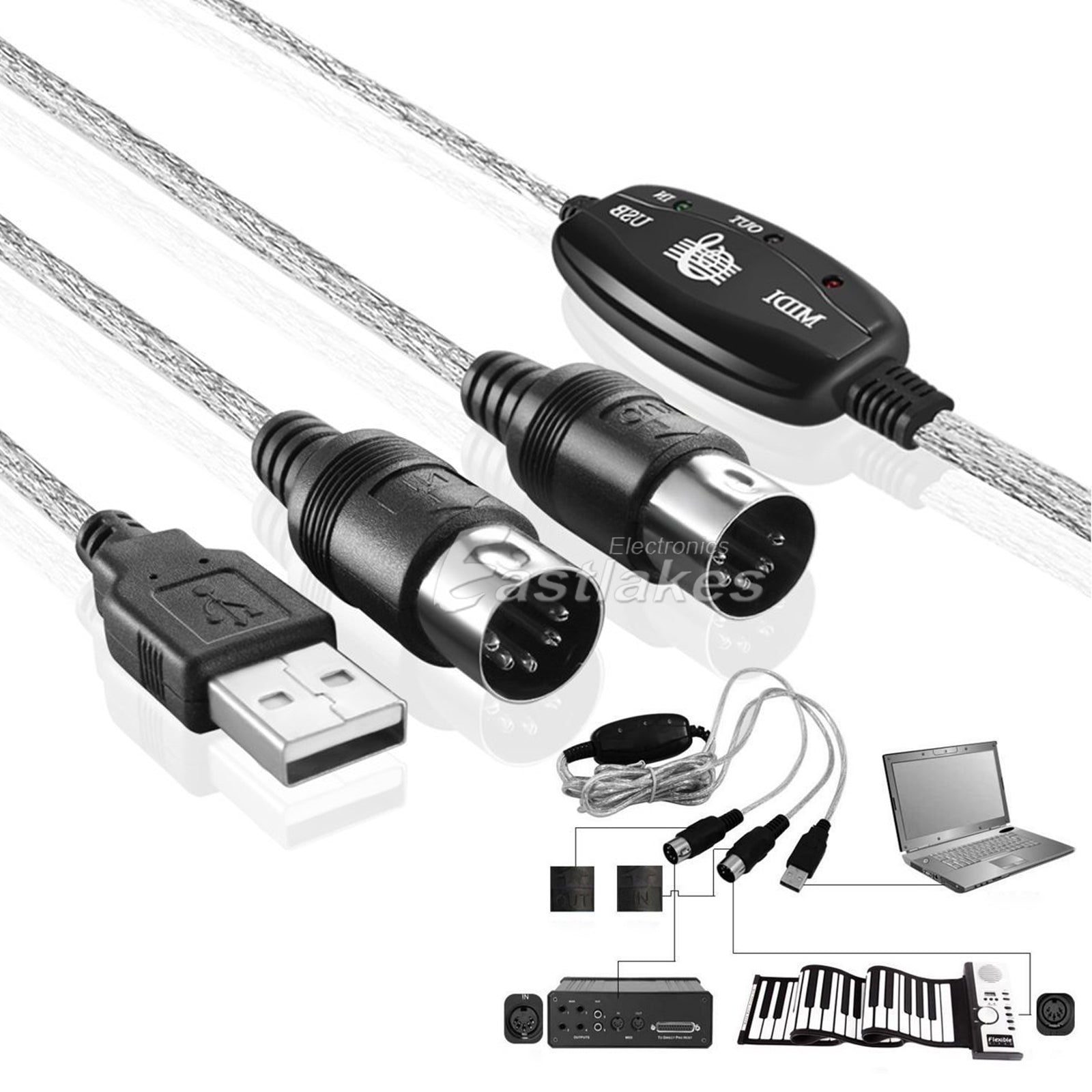 USB To MIDI Cable Converter - Eastlakes Electronics