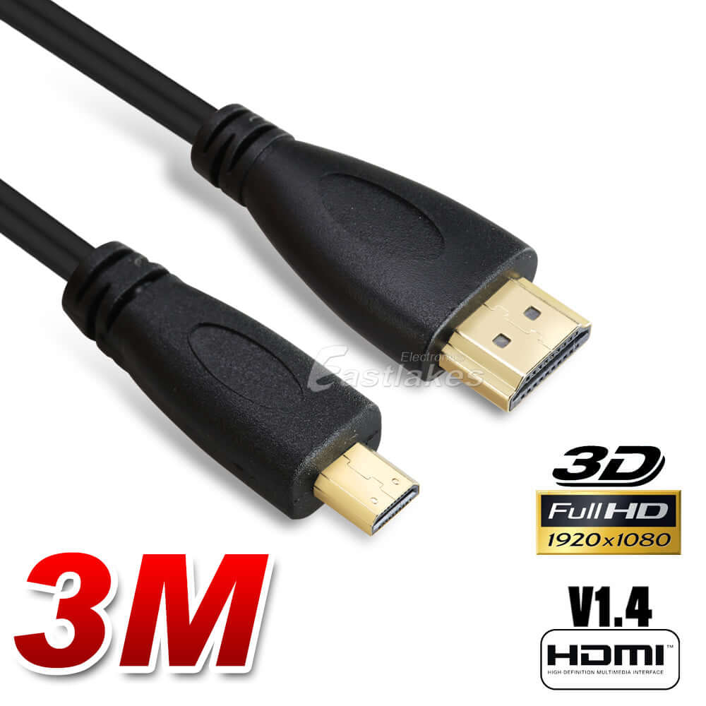 [1M-5M] Micro HDMI to HDMI Cable HD 1080P - Eastlakes Electronics