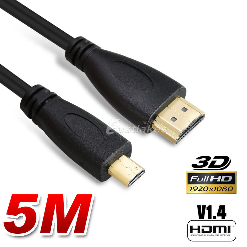 [1M-5M] Micro HDMI to HDMI Cable HD 1080P - Eastlakes Electronics