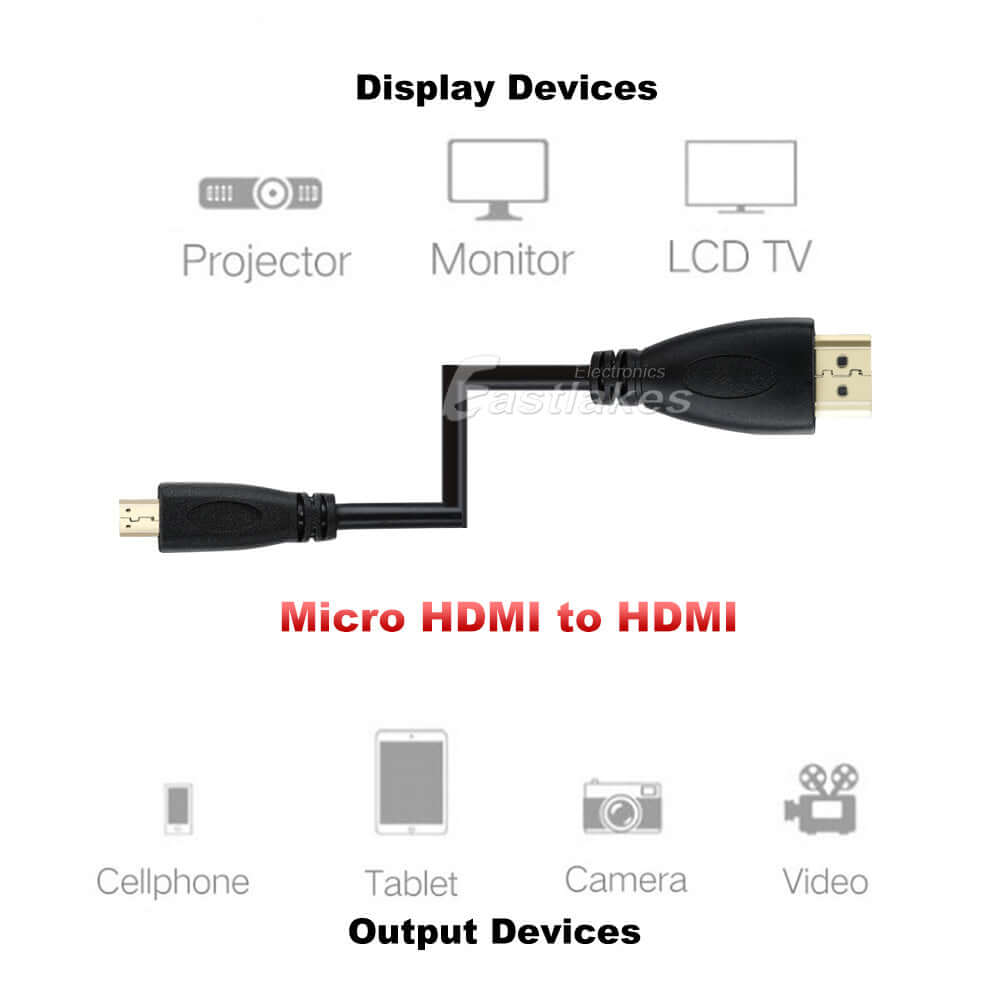 [1M-5M] Micro HDMI to HDMI Cable HD 1080P - Eastlakes Electronics