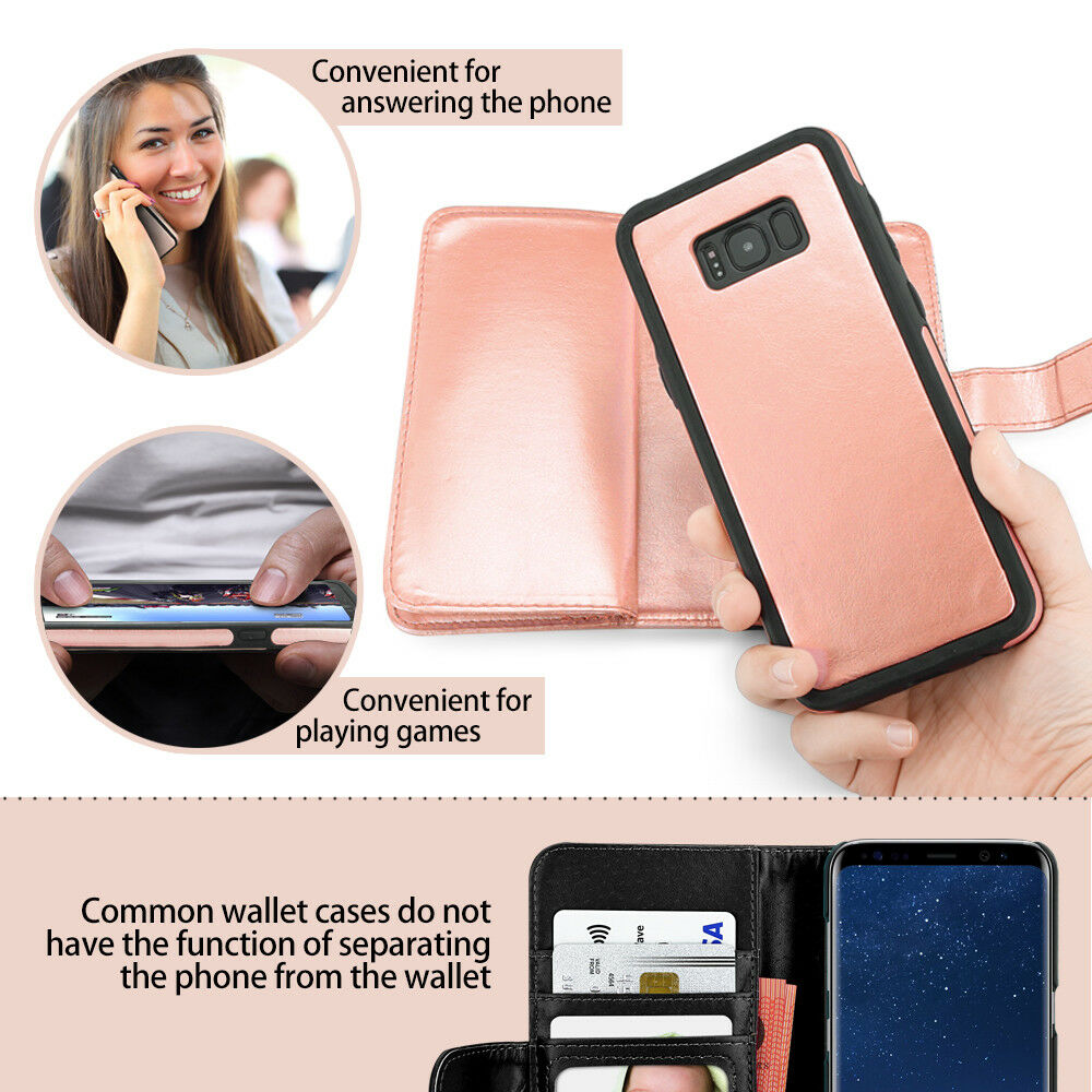 Rose Gold Leather Wallet Case for Samsung Galaxy S20 Ultra S10 S9 Plus - Eastlakes Electronics