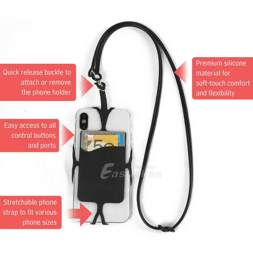 Silicone Phone Lanyard Neck Strap and Wrist Strap - Eastlakes Electronics Australia