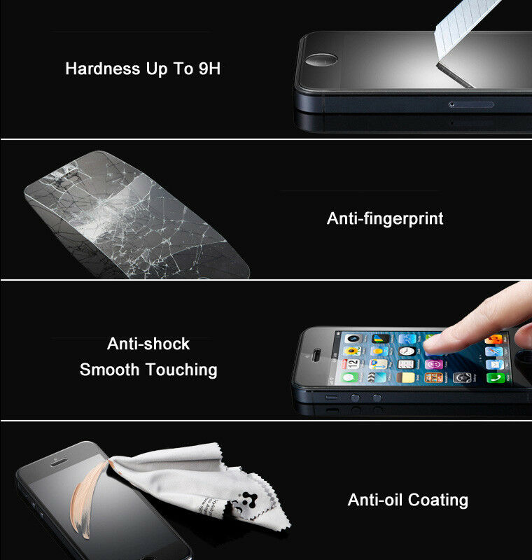 [2 Pack] Scratch Resist Tempered Glass Screen Protector for Apple iPhone 5/ 5S/ 5C/ SE - Eastlakes Electronics