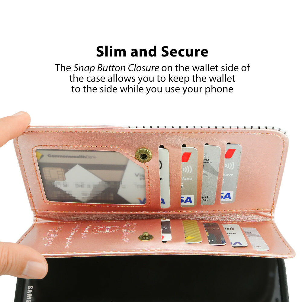 Rose Gold Leather Wallet Case for Samsung Galaxy S20 Ultra S10 S9 Plus - Eastlakes Electronics