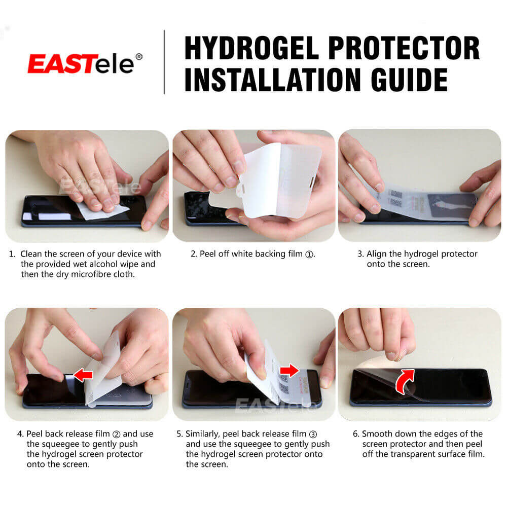 Samsung Galaxy Hydrogel Screen Protector Film Installation Instructions - Eastlakes Electronics